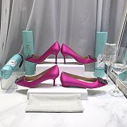 Manolo Blahnik Pink High Heels Diamond Buckle - 6