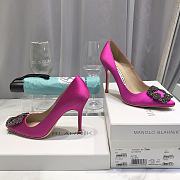 Manolo Blahnik Pink High Heels Diamond Buckle - 3
