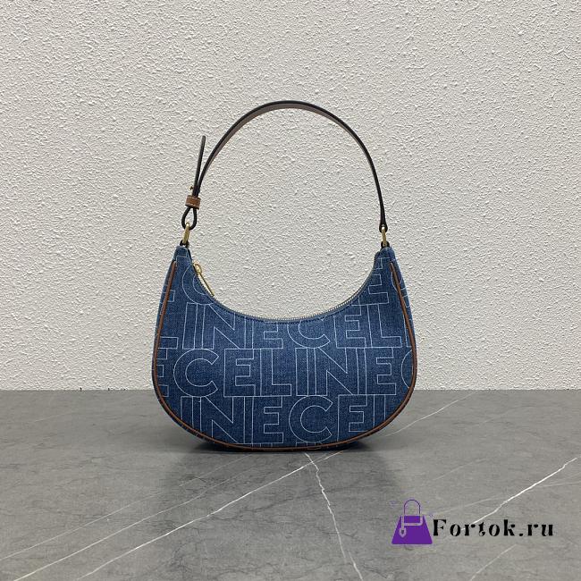 Celine Ava Bag in Denim With Celine All Over Print Navy/Tan 24.5x18x7.5cm - 1