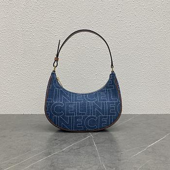 Celine Ava Bag in Denim With Celine All Over Print Navy/Tan 24.5x18x7.5cm