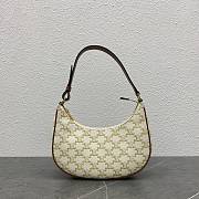 Celine Ava Bag In Triomphe Canvas and Calfskin White 24.5x18x7.5cm - 1