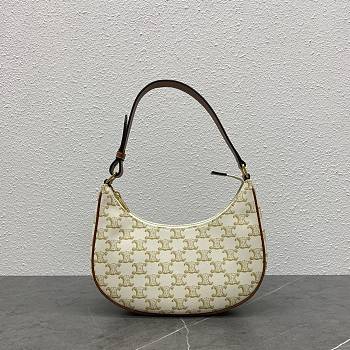 Celine Ava Bag In Triomphe Canvas and Calfskin White 24.5x18x7.5cm