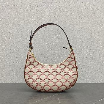 Celine Ava Bag In Triomphe Canvas and Calfskin Pink 24.5x18x7.5cm