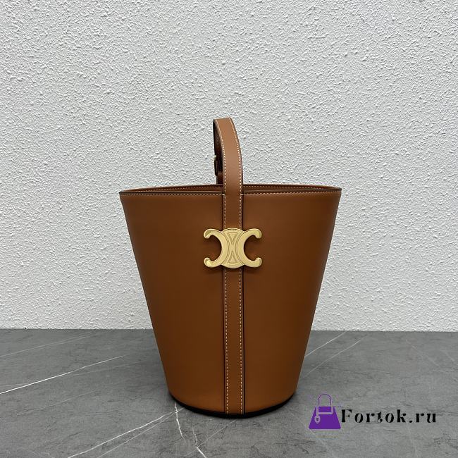 Celine Bucket Triomphe In Natural Calfskin Tan 25×22×14cm - 1