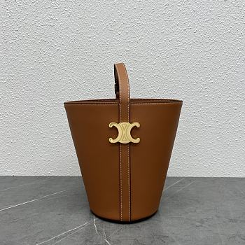 Celine Bucket Triomphe In Natural Calfskin Tan 25×22×14cm