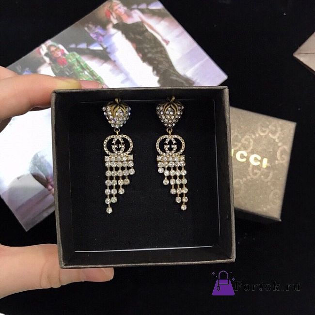 Gucci Crystal Strawberry Earrings  - 1