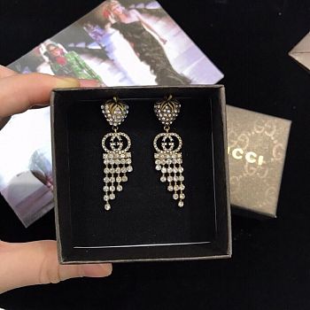 Gucci Crystal Strawberry Earrings 