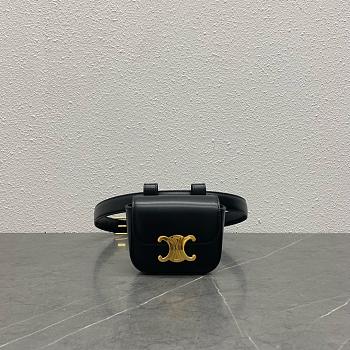 Celine Belt Bag Triomphe Belt In Shiny Calfskin Black 11x8x4cm