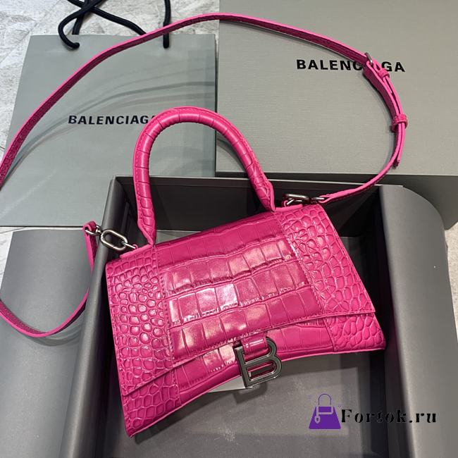 Balenciaga Hourglass Embossed Tote Bag in Pink 23x10x14cm - 1