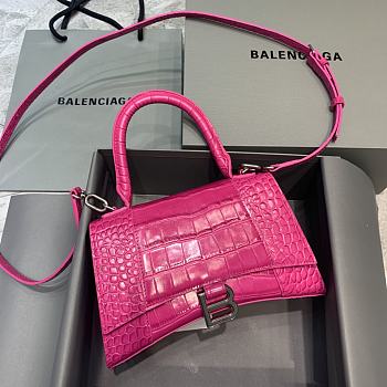 Balenciaga Hourglass Embossed Tote Bag in Pink 23x10x14cm