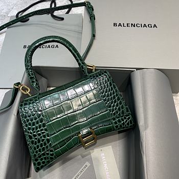 Balenciaga Hourglass Embossed Tote Bag in Green 23x10x14cm