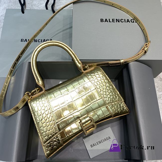 Balenciaga Hourglass Embossed Tote Bag in Gold Color 23x10x14cm - 1