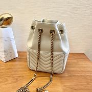 Saint Laurent Joe Mini Bucket White Bag in Quilted Lambskin 19x13x13cm - 3