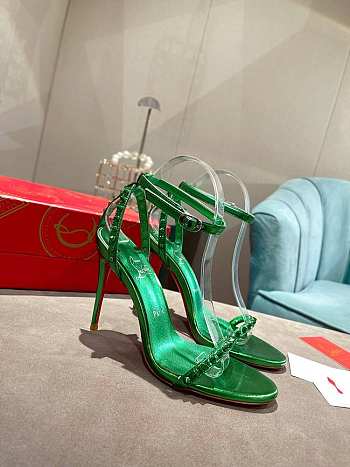 Christian Louboutin So Me 100 Spinach Green Ankle Strap Sandal Heels