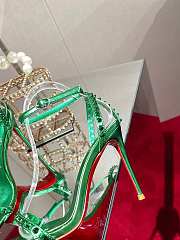 Christian Louboutin So Me 100 Spinach Green Ankle Strap Sandal Heels - 4