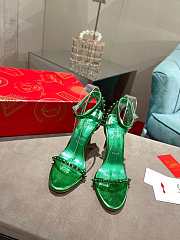 Christian Louboutin So Me 100 Spinach Green Ankle Strap Sandal Heels - 2