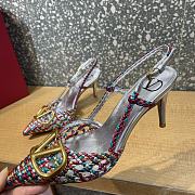 Valentino Garavani V Logo Woven Leather Slingback Pumps in Multicolor - 4