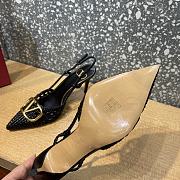 Valentino Garavani V Logo Woven Leather Slingback Pumps in Black - 6