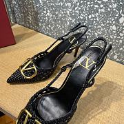 Valentino Garavani V Logo Woven Leather Slingback Pumps in Black - 4