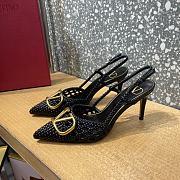 Valentino Garavani V Logo Woven Leather Slingback Pumps in Black - 5