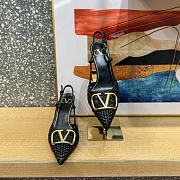 Valentino Garavani V Logo Woven Leather Slingback Pumps in Black - 2