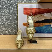 Valentino Garavani V Logo Woven Leather Slingback Pumps in Brown - 5