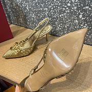 Valentino Garavani V Logo Woven Leather Slingback Pumps in Brown - 3
