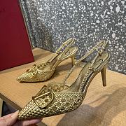Valentino Garavani V Logo Woven Leather Slingback Pumps in Brown - 2