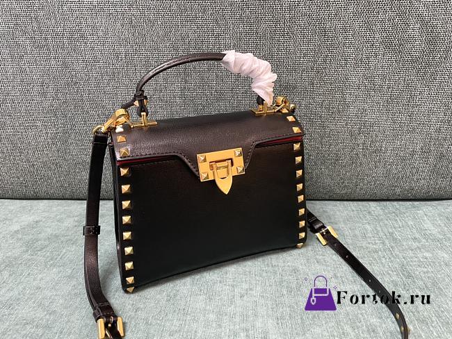 Valentino Garavani Small Rockstud Alcove Top-Handle Bag in Black 22x17x9cm - 1