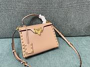 Valentino Garavani Small Rockstud Alcove Top-Handle Bag in Beige 22x17x9cm - 1