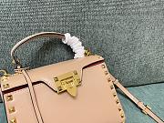 Valentino Garavani Small Rockstud Alcove Top-Handle Bag in Beige 22x17x9cm - 3