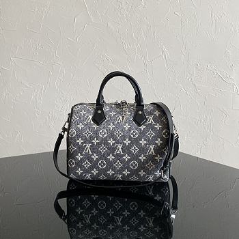 Louis Vuitton Speedy Bandoulière 25 Bag in Black Denim 25x19x15 cm