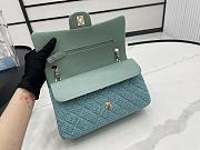 Chanel Wool Tweed Quilted Rectangular Flap Turquoise Light Blue 25cm - 3