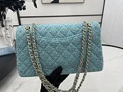 Chanel Wool Tweed Quilted Rectangular Flap Turquoise Light Blue 25cm - 5