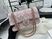 Chanel Wool Tweed Quilted Rectangular Flap Turquoise Light Pink 25cm - 2