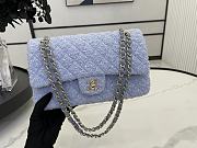Chanel Wool Tweed Quilted Rectangular Flap Turquoise Light Purple 25cm - 1