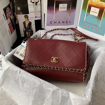 Chanel Wallet On Chain In Red 28x20x12cm