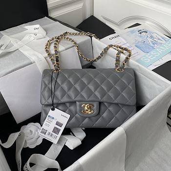 Chanel Lambskin Quilted Rectangular Flap Bag in Grey with Gold Hardware 23cm