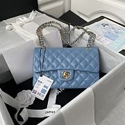 Chanel Lambskin Quilted Rectangular Flap Bag in Light Blue with Gold Hardware 23cm - 1