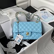 Chanel Lambskin Quilted Rectangular Flap Bag in Blue with Gold Hardware 23cm - 1