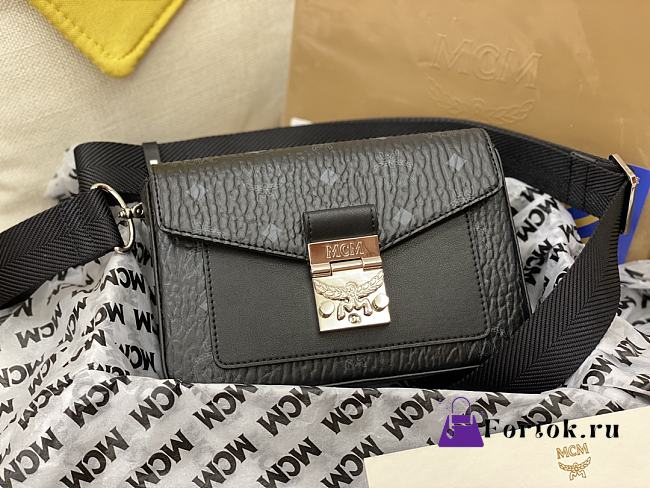 MCM SS Millie Visetos Bag in Black 13x20x5cm - 1