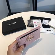 Chanel 19 Shiny Goatskin Quilted Card Holder Light Pink 7.5x11cm - 2