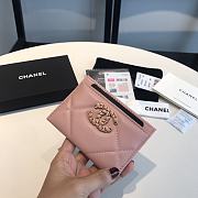 Chanel 19 Shiny Goatskin Quilted Card Holder Light Pink 7.5x11cm - 3