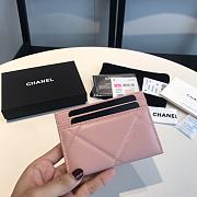 Chanel 19 Shiny Goatskin Quilted Card Holder Light Pink 7.5x11cm - 5
