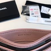 Chanel 19 Shiny Goatskin Quilted Card Holder Light Pink 7.5x11cm - 6