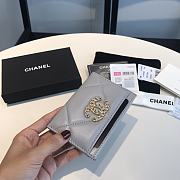 Chanel 19 Shiny Goatskin Quilted Card Holder Grey 7.5x11cm - 2