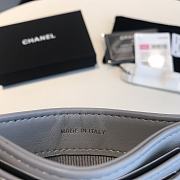 Chanel 19 Shiny Goatskin Quilted Card Holder Grey 7.5x11cm - 6