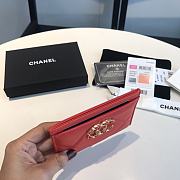 Chanel 19 Shiny Goatskin Quilted Card Holder Red 7.5x11cm - 2