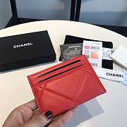 Chanel 19 Shiny Goatskin Quilted Card Holder Red 7.5x11cm - 5