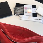Chanel 19 Shiny Goatskin Quilted Card Holder Red 7.5x11cm - 6
